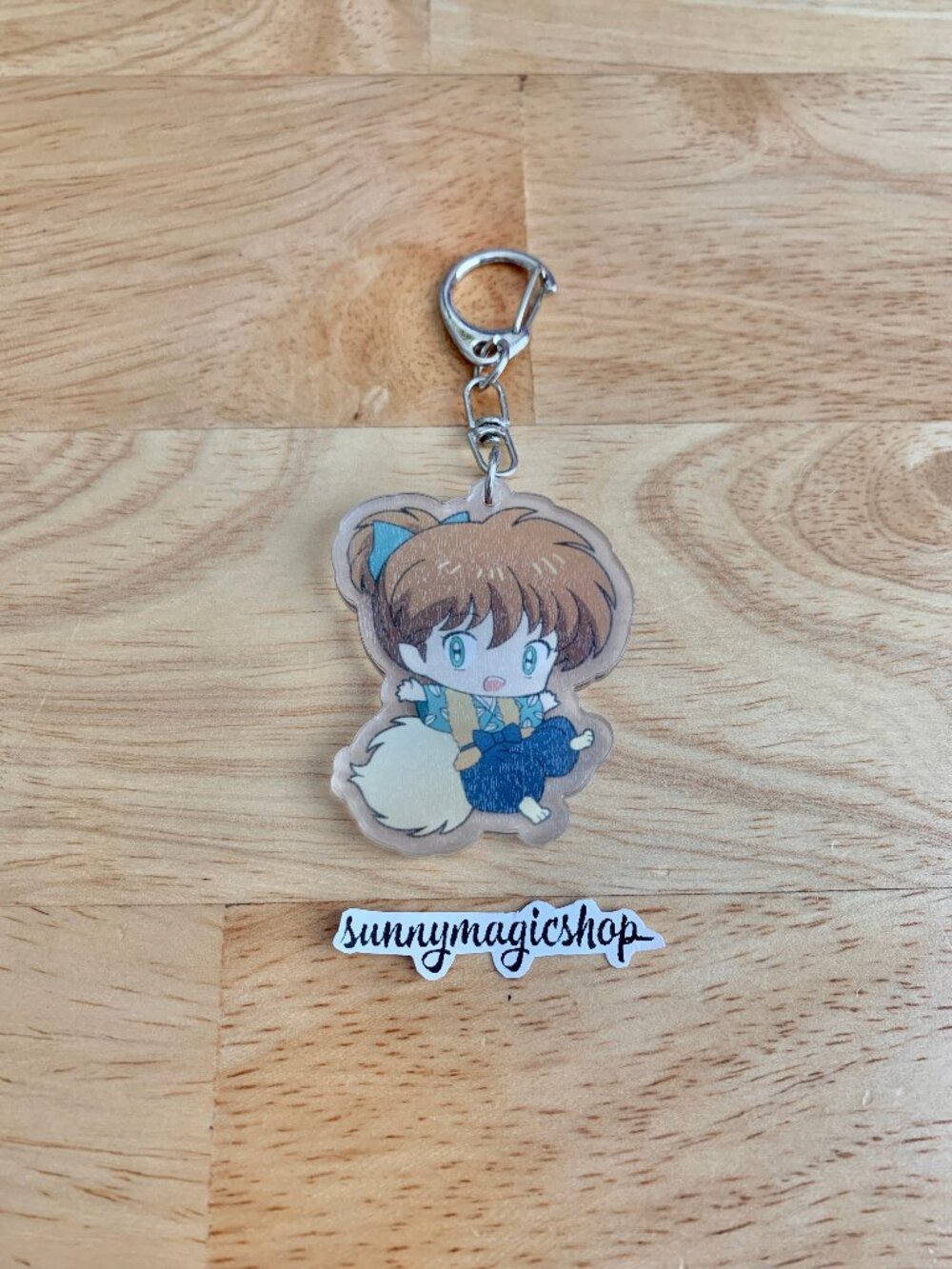 InuYasha Anime Acrylic Chibi Cute Keychain Shippo Fox Demon Brown Hair